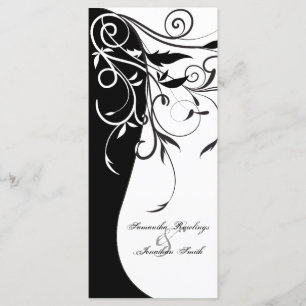 Wedding Program - Black White Contrasting Floral Programme