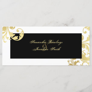 Wedding Program - Black White Gold Shimmer Floral Programme