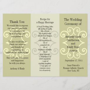 Wedding Program Brochure Beige Curl Programme