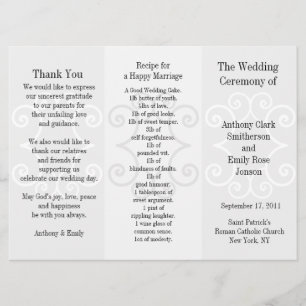 Wedding Program Brochure Grey Curl Programme
