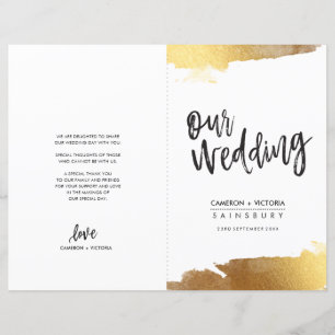 WEDDING PROGRAM brushed lettering luxe gilded gold