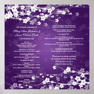 Wedding Program Cherry Blossom Purple Poster