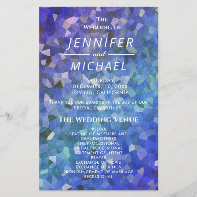 Wedding Program | Crystal Blue Lavender (Front)