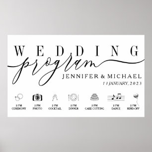 Wedding Program Custom Icons Timeline menu Poster
