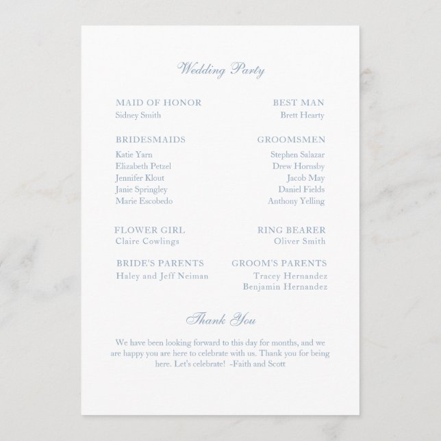 Wedding Program Dusty Blue Monogram Wreath Programme (Back)