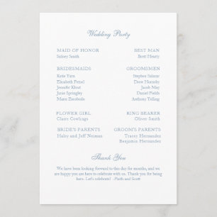 Wedding Program Dusty Blue Monogram Wreath Programme
