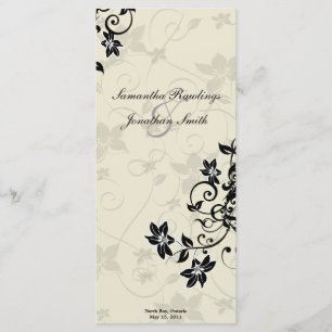 Wedding Program - Elegant Black & Ivory Floral Programme