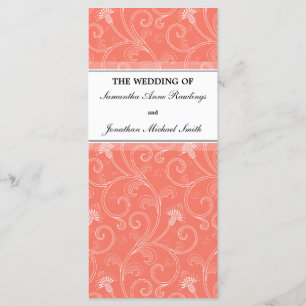 Wedding Program - Elegant Coral Orange Victorian Programme