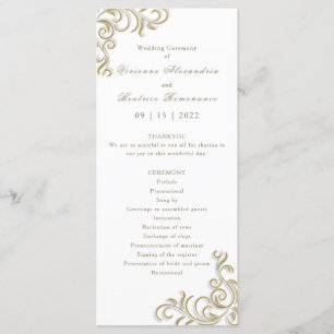 Wedding program elegant gold scroll border programme