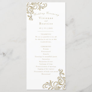 Wedding program elegant gold scroll programme