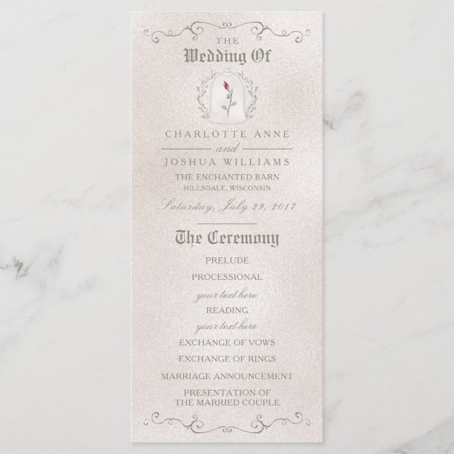 WEDDING PROGRAM | Elegant Red Rose of Beauty Programme (Front)