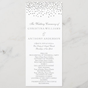 Wedding Program Elegant Silver Confetti Programme