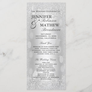 Wedding Program Elegant Silver Faux Glitter Programme