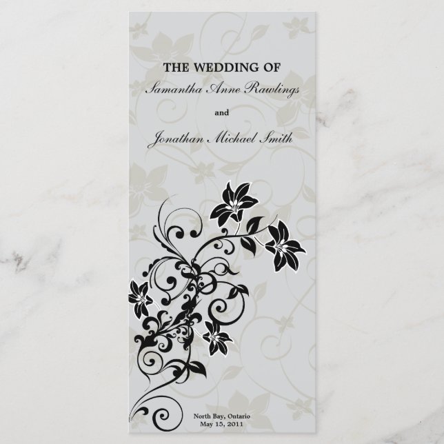 Wedding Program - Elegant Silver Floral Programme (Front)