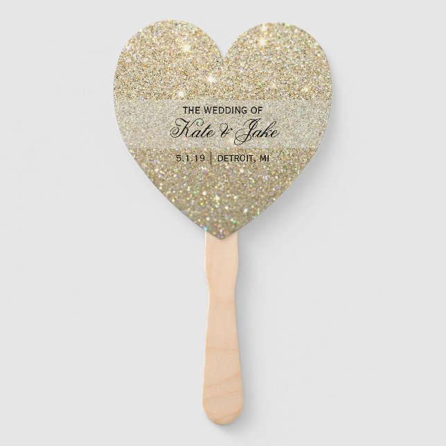 Wedding Program Fan - Gold Glitter Fab (Front)