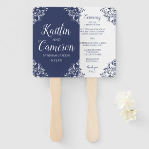 Wedding Program Fan   Nadine (Navy Blue) 4x6