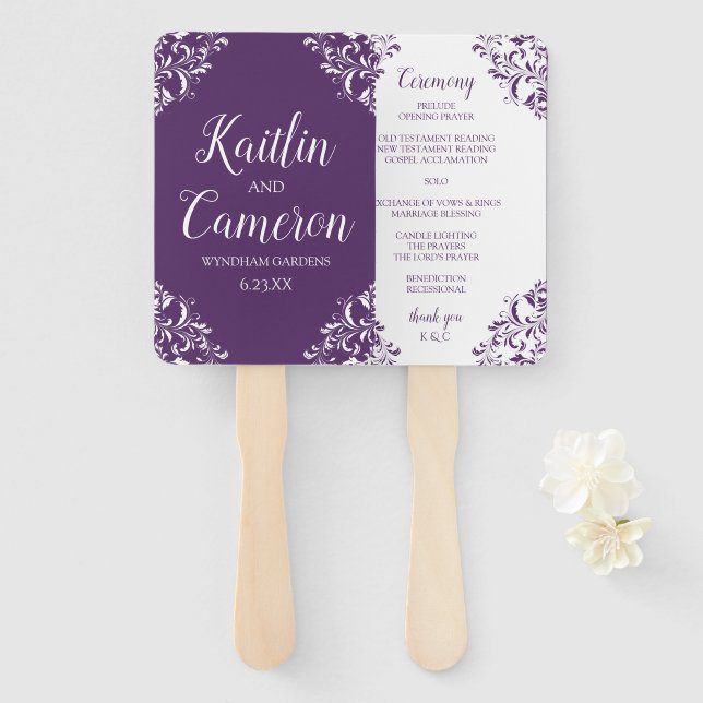 Wedding Program Fan | Nadine (Plum) 4x6 (Front and Back)