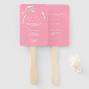Wedding Program Fan Pink Line Art