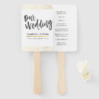 WEDDING PROGRAM FAN stylish chic gold confetti