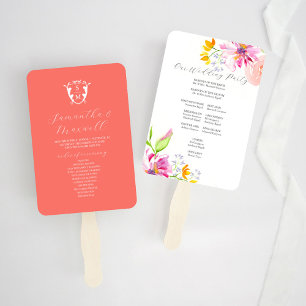 Wedding Program Fan Templates Bold Floral