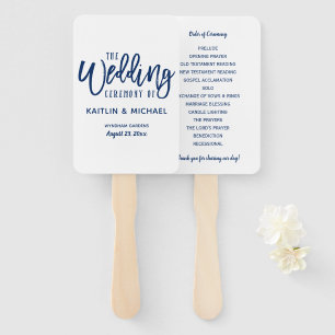 Wedding Program Fans   Brush Script - Navy Blue