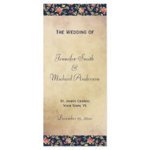 Wedding Program for Elegant Vintage Blue Rose
