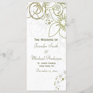 Wedding Program for Green and Gold Simple Wedding Programme