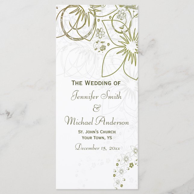 Wedding Program for Green and Gold Simple Wedding Programme (Front)