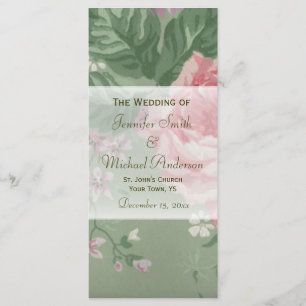 Wedding Program for Green and Pink Rose Wedding Programme