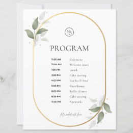 Wedding Program – Gold Arch & Green Botanical Desi