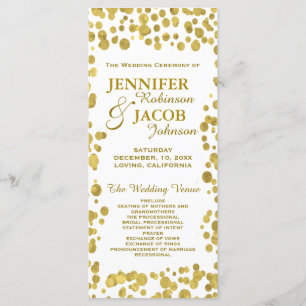 Wedding Program Gold Confetti Celebration Programme