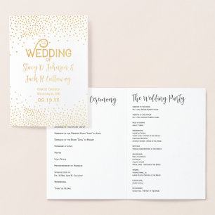WEDDING PROGRAM Gold Confetti Typography