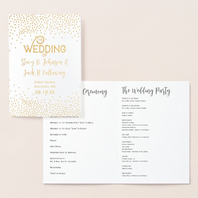 WEDDING PROGRAM Gold Confetti Typography (Display)