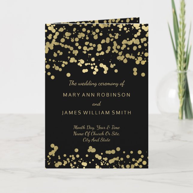 Wedding Program Gold Foil Confetti Programme (Front)