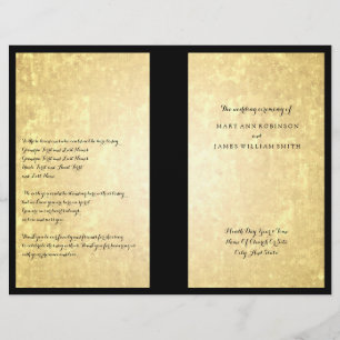 Wedding Program Gold Foil Look Stars Confetti