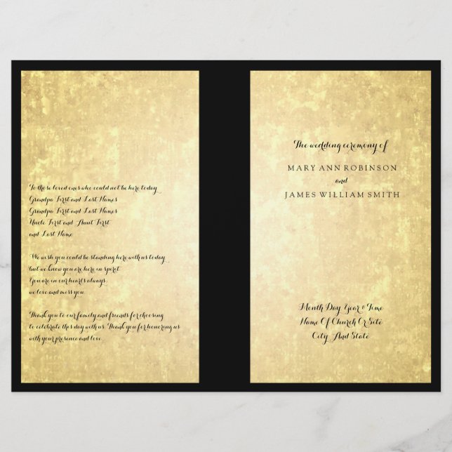 Wedding Program Gold Foil Look Stars Confetti (Front)