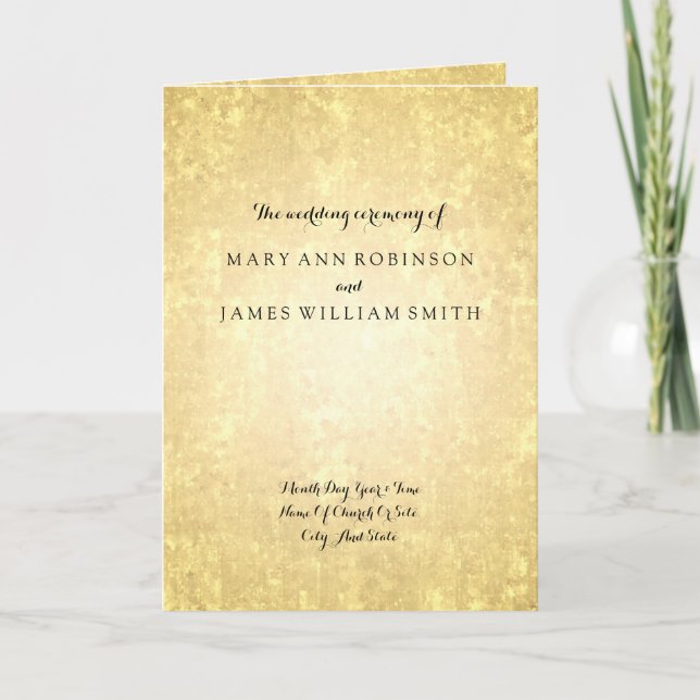 Wedding Program Gold Foil Look Stars Confetti Programme (Front)