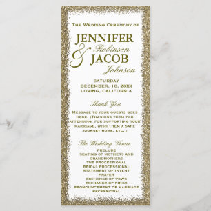 Wedding Program Gold Glitter Border Programme