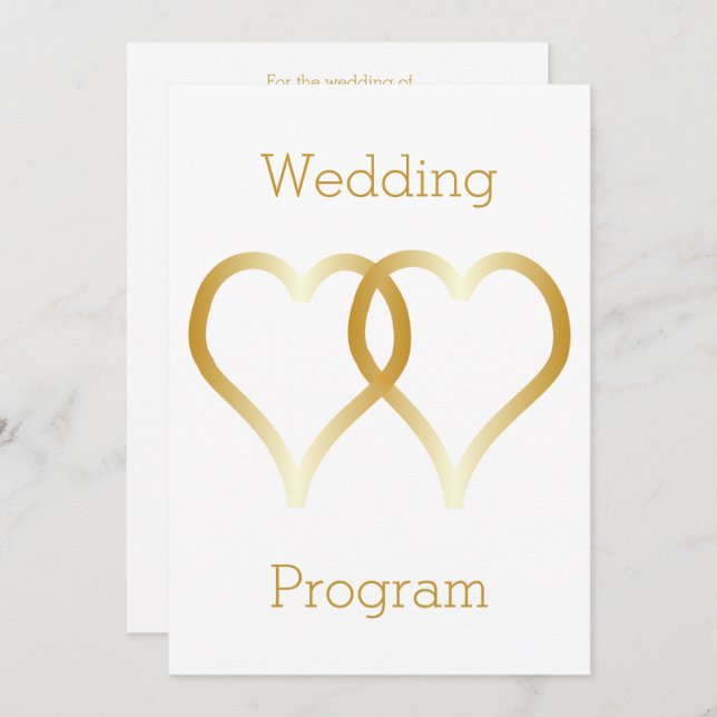 Wedding Program Gold Hearts Programme (Front/Back)