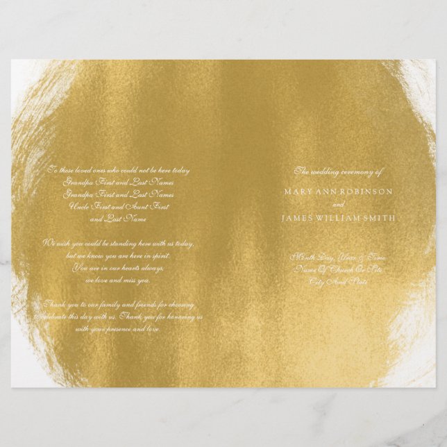 Wedding Program Gold Paint Look (Front)