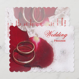 Wedding Program Gold Rings Rose Petals Programme