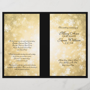 Wedding Program Gold Winter Wonderland Sparkle