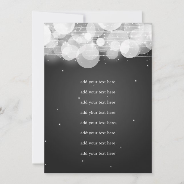 Wedding Program Insert Glow & Sparkle Black Invitation (Front)