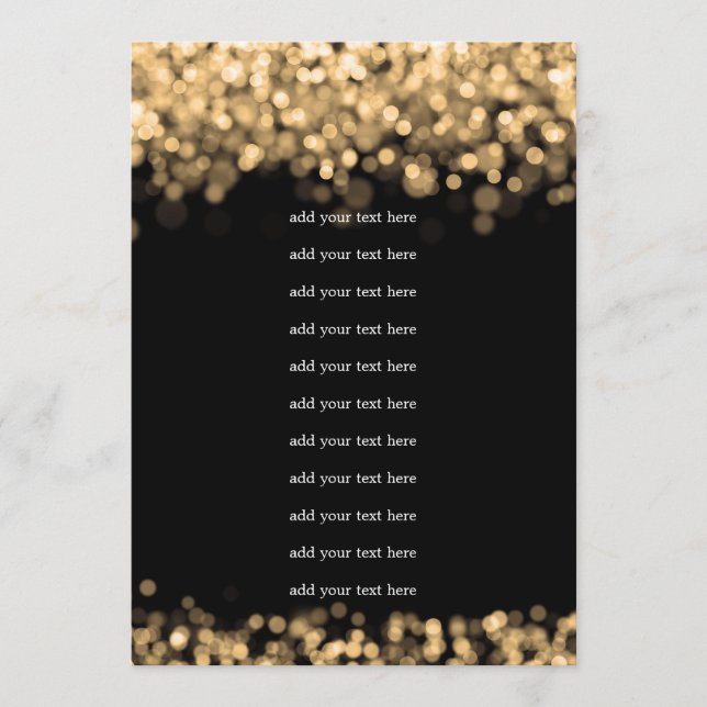 Wedding Program Insert Gold Lights Programme (Front)