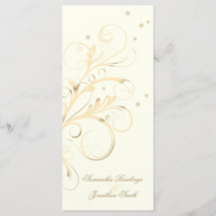 Wedding Program Ivory Gold Floral Elegant Swirl Programme