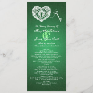 Wedding Program Key To My Heart Green Programme