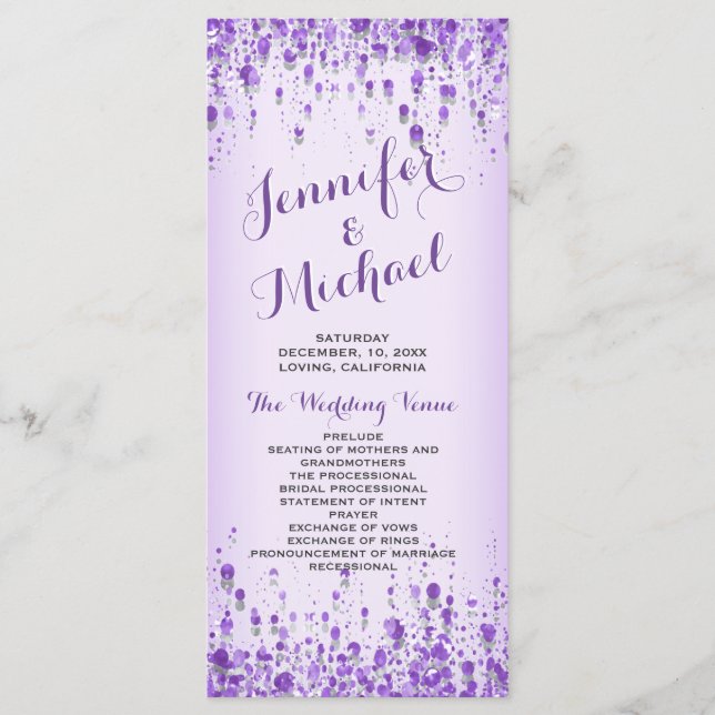 Wedding Program | Lavender Confetti Programme (Front)