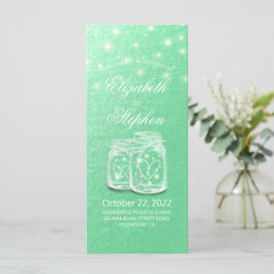 Wedding Program Mason Jars String Light Green Gold Programme