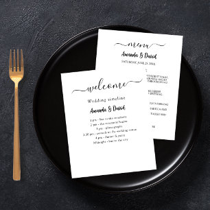 Wedding Program Menu white black budget
