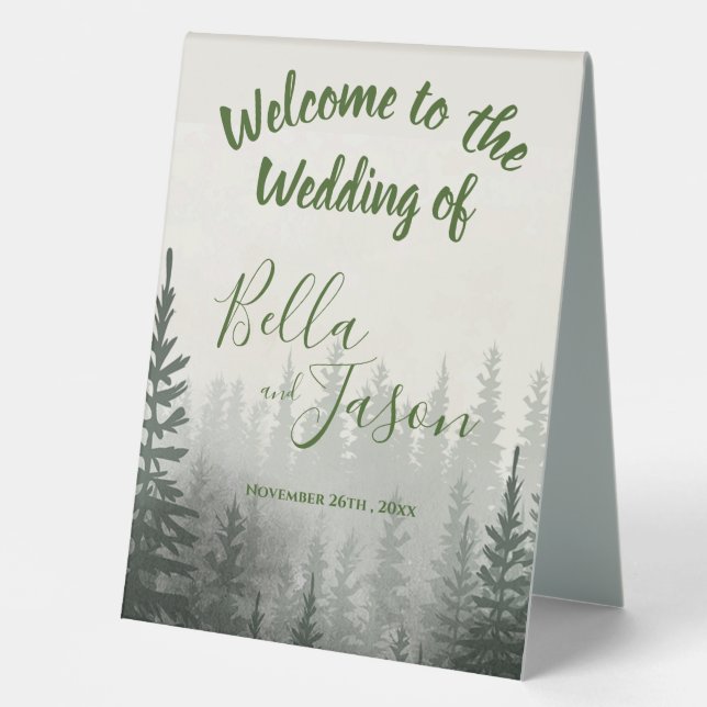 Wedding Program Misty Forest Trees Themed WEDDING (Front)